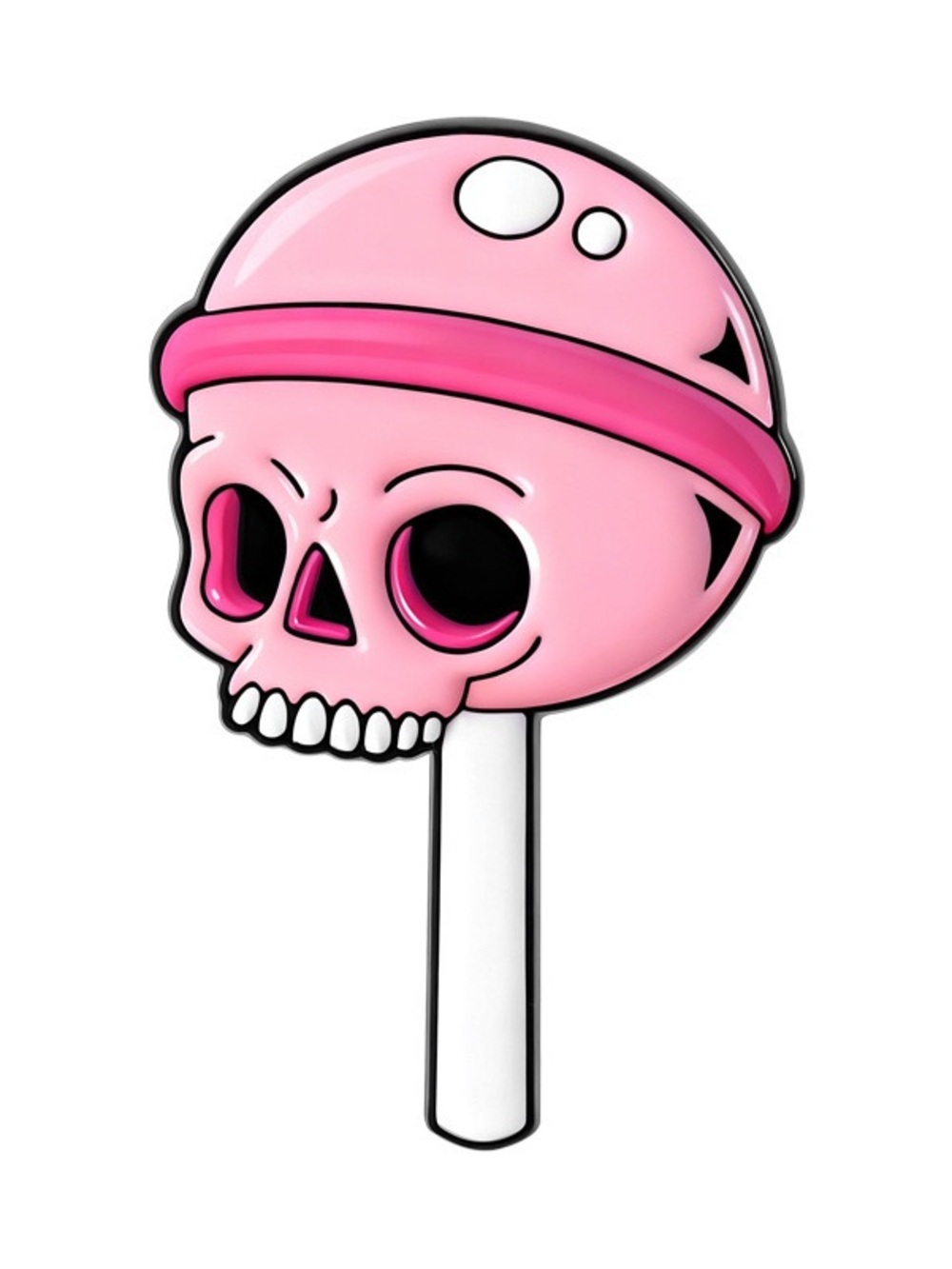 Pink Skull Lollipop Enamel Pin Cute Gothic Candy Skeleton Lapel Brooch